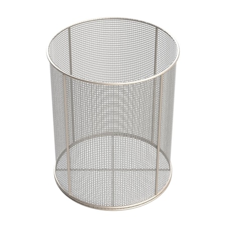 Round Wire Mesh Basket: 10Dia. X 12H, 304 SS, 3/16 Rod Frame, No Handles, Mesh: 4 X .063